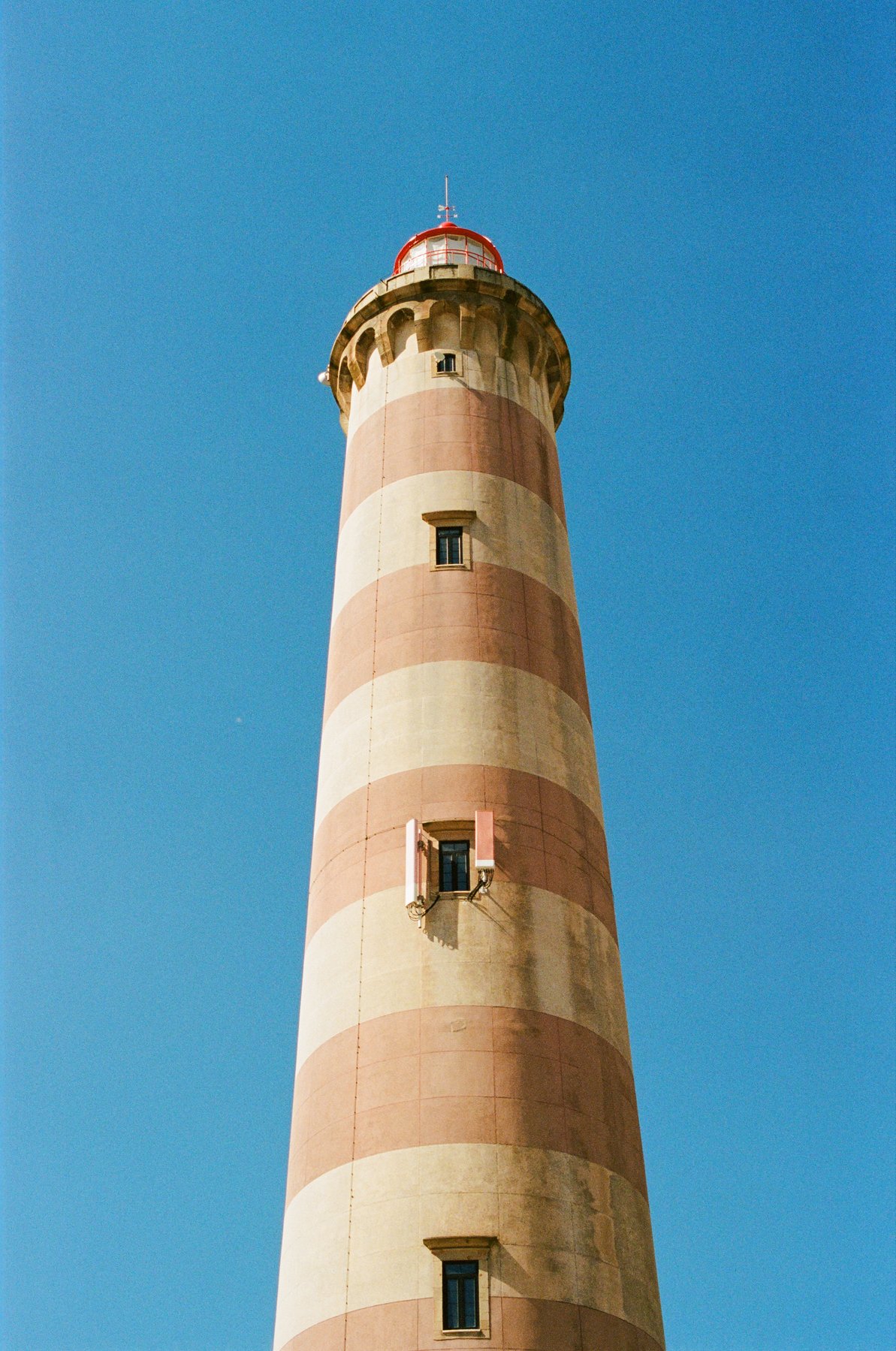 Electrical tower against blue sky, Aveiro, Portugal